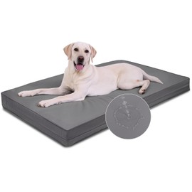 Vonabem Outdoor Waterproof Dog Bed Washable, XL Large Crate Pad 42 inch, Cooling Leather Wipeable Pet beds with Removable Cover, Foam Orthopedic Anti-Slip Kennel Pads Reversible, 41"x27" Grey