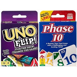 UNO Flip and Phase 10 Card Game Bundle Classic Tabletop Fun for Families
