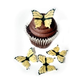 Yellow Monarch Wafer Paper Butterflies 1.75 Inch for Decorating Desserts Wedding Cakes Cupcakes Pack of 24
