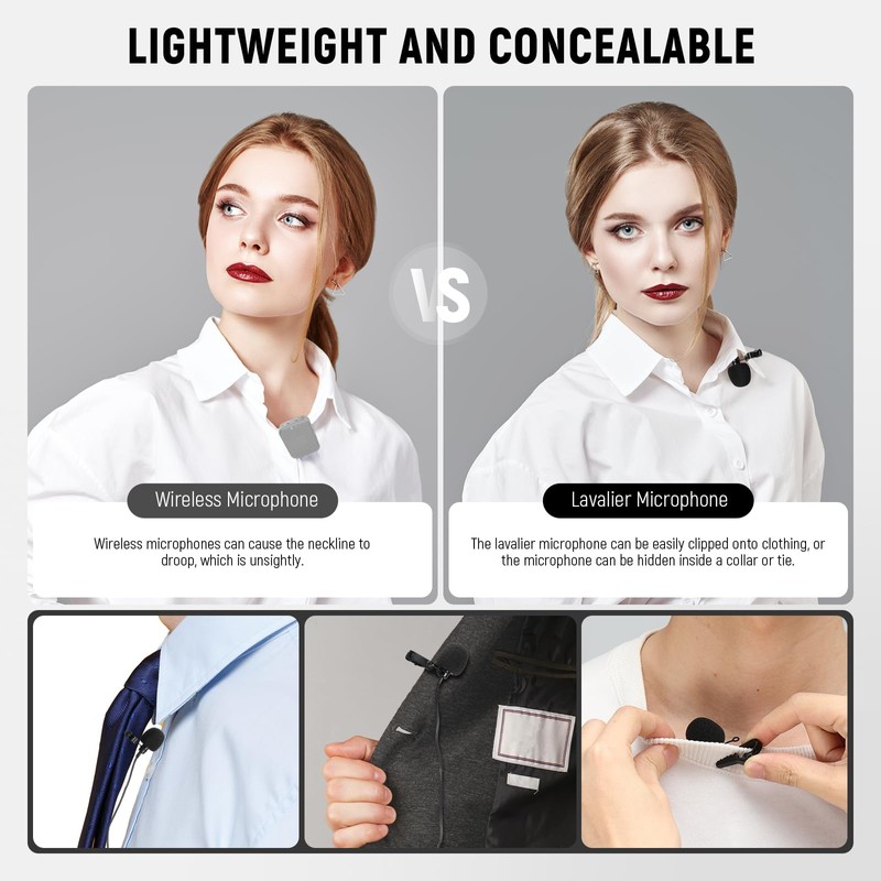 NEEWER Lavalia Lapel Microphone 2 Pcs Clip On Omnidirectional Wired