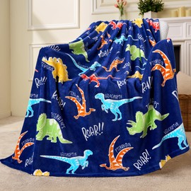 Joiedomi Glow in The Dark Blanket - Dinosaur Gift for Girls Age 2 3 4 5 6 7 8 9 10 11 12 Year Old - Soft Cozy Flannel Kids Throw Blanket - Birthday Bedroom Decor 40"×60"