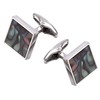 Jonwo Natural Abalone Men Cufflinks Tie Clip Set Silver 14K