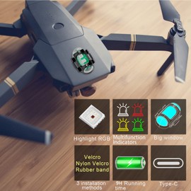 Drone Strobe Light,Portable 3 Modes Drone Light,4 Colors Type C Charging Drone Anti Collision Strobe Light,Support Remote Control Car Bike Motorcycle