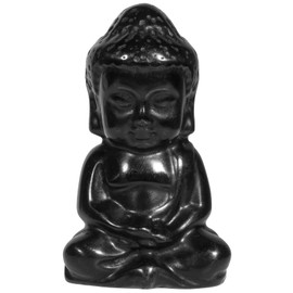 mookaitedecor Black Obsidian Crystal Baby Buddha Statue, Healing Crystals Small Buddhism Gift Buddha Ornament for Home Office Decor Pocket Lucky Charm Stone Good Luck Crystal Feng Shui Decoration