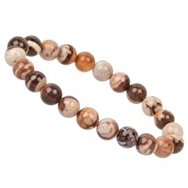Eledoro Genuine Gemstone Beads, Chakra Bracelet, PowerBead, Stretch Bead Bracelet, 8 mm, 17 centimeters, Gemstone, Cappuccino Jasper