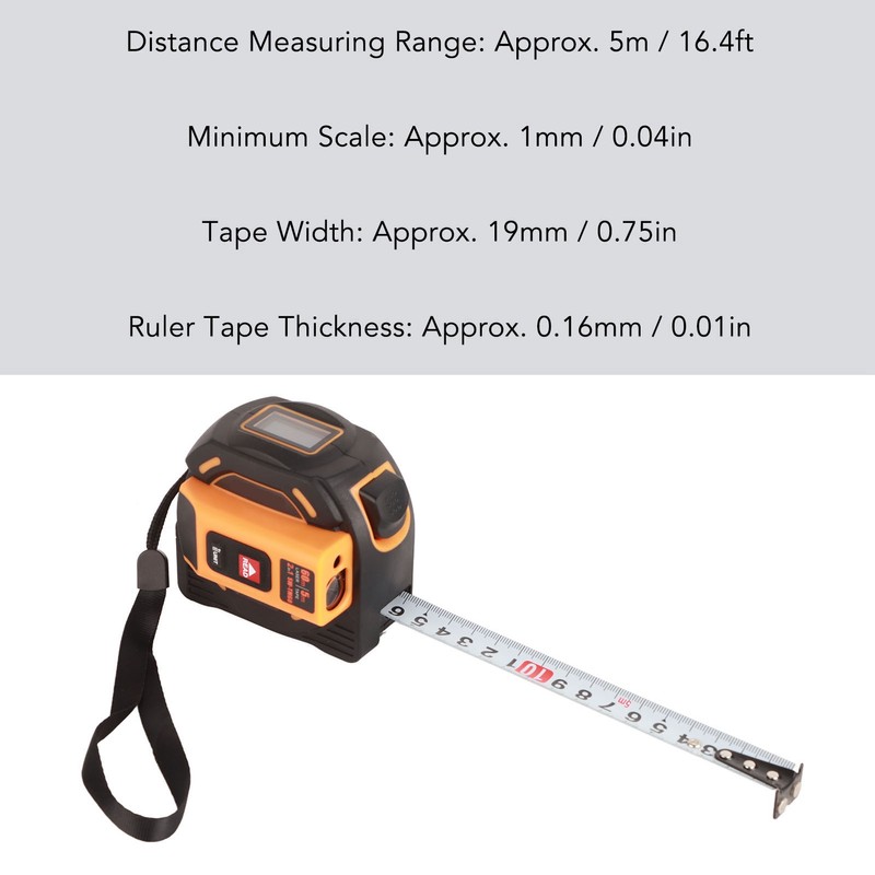 Laser Tape Measure High Accuracy ABS Housing Manganese Steel Digital