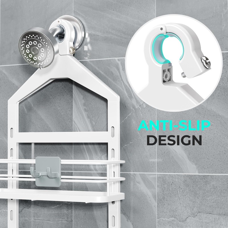 ODesign 4 Tier Height-Adjustable Shower Caddy Hanging Anti-Swing-Over The Shower