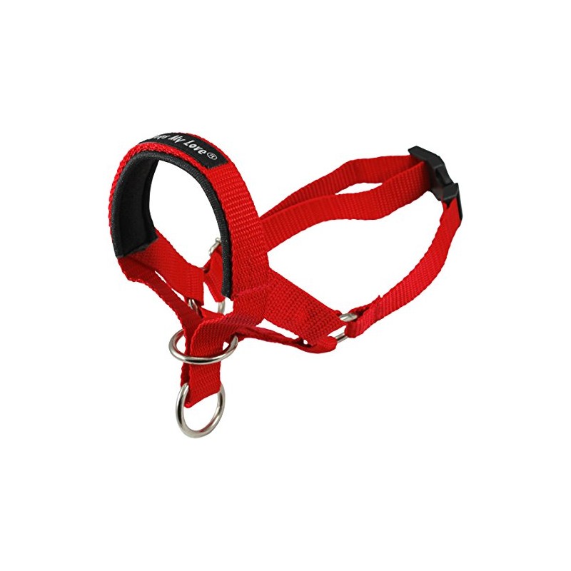 Dog Head Collar Halter Red 6 Sizes (L: 10.25"-12.25" Snout)