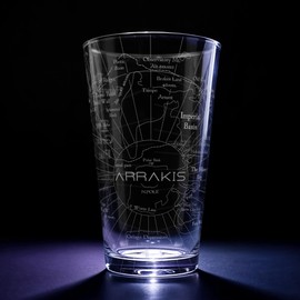 MAP OF ARRAKIS Engraved 16oz Pint Glass | Inspired by Arrakis & Muad'ib | Great Fantasy Decor & Gift Idea!