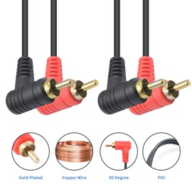 Duttek 90 Degree 2RCA Cable 1m, 2 RCA Male to 2 RCA Audio Stereo Subwoofer Cable Audio Cable for Audio, Speaker, Home Theater, Surround Sound, HDTV, TV, Studio, Soundbar
