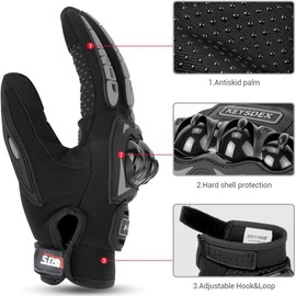 KEYSDEX Full-Finger Motorcycle Gloves, Men & Women, Black, Large