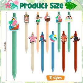 Feifeiya 30 Pcs Hawaiian Luau Ballpoint Pens Beach Summer Pen Cute Retractable Black Gel Ink Pens Bulk Hawaiian Party Favors Summer Gifts for School Office Supplies