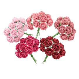 Handmade Mini Heart Petals Mulberry Paper Roses 18 mm Mulberry Paper Flowers Scrapbooking Wedding DIY Craft Supplies Card Artificial Roses, Artificial Flowers 50 Pcs (Wedding Tone)