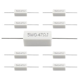 Qjaiune 10Pcs Cement Resistor 5W 0.47 Ohm Resistor, Ceramic Resistor Power Resistor, Precharge Horizontal Resistors Wirewound Resistor, Flame Resistance
