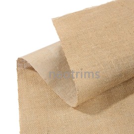 Hessian Fabric Laminated Material Natural Jute Burlap with Waterproof Coating at on one Side.162cm Wide. Widest Width Available on Market. 290GSM Weight. Neotrims. Sample 20x20cm