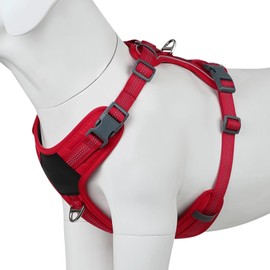 Plutus Pet No Pull Dog Harness, Release at Neck, Soft Padded, Reflective Adjustable Dog Vest Harness for Small, Medium, Large Dogs(Red, L)