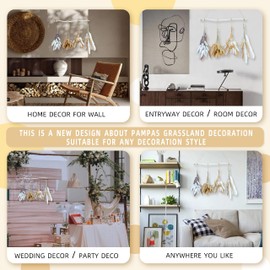 Natural Pampas Grass Mix Bouquet | Dried Pampas Bouquet for Wedding Boho Flowers Home Table Decor Desk Decor, Rustic Farmhouse Decor (75PCS - Wall Hanging Set)