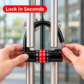 Combination U-Lock with Keyless Combination – Zinc Alloy Extended Shackle Lock for Bicycle, Double-Door Handles, Gates & Shop Doors