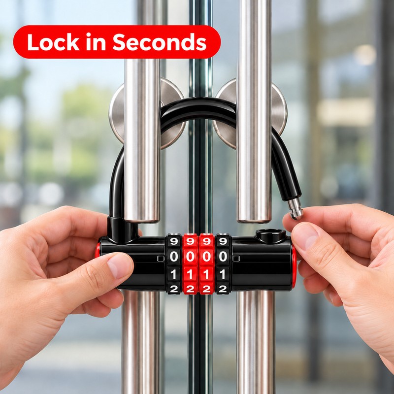 Combination U-Lock with Keyless Combination – Zinc Alloy Extended Shackle