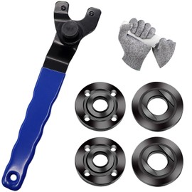 Aienxn Grinder Wrench with 4PCS ​Grinder Shaft Nut 5/8-11 Compatible with Makita Milwaukee Dewalt Metabo Grinder Parts including 1pair Protective Gloves