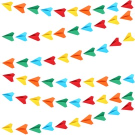 Janlaugh 6 Pcs Airplane Garland Colored Paper Plane Banner 3D Air Force Streamers Aviation Airplane Birthday Party Decorations Aircraft Backdrop for Home Classroom Hanging Decor Supplies