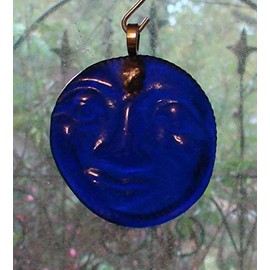 Blue Moon Recycled Bottle Bottom Handmade Sun Catcher Ornament