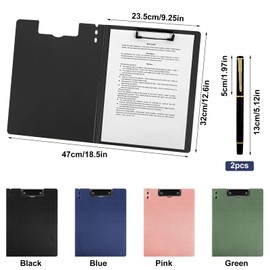 4 Pack Clipboard Folder A4, Foldover Clipboard with Cover File Document Organiser Multifunctional Writing Pad File Folder A4 Student Report with Pen Holder & 2 Pens for School Office Supply