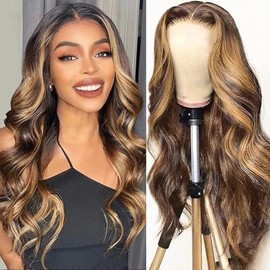 5x5 HD Lace Closure Wigs Human Hair 180% Highlight Ombre Lace Front Wigs Human Hair 22 Inch Wear and Go Glueless Wigs Human Hair Pre Plucked Pre Cut 4/27 Perruques De Cheveux Humains Pour Femmes