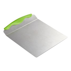 Relaxdays 10022779 Stainless Steel Lifter and Server, Square Cake Tray, XL Baking Peel with Handle, Silver/Green