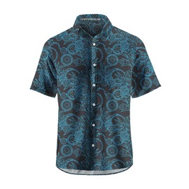 ORIONRIDE Cycling Shirts-Original Light Blue Pineapple Design,Zipper Pockets,Short Sleeves,Button Down Gravel Shirts for Biking