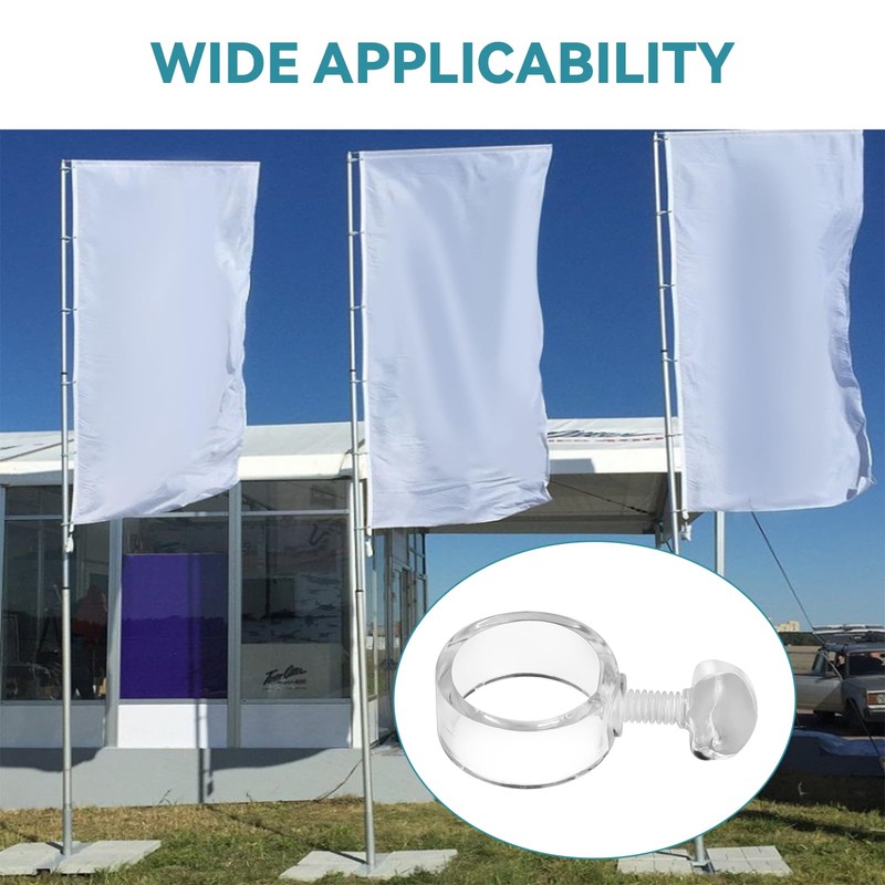 6 Pack 1-Inch EZ-Mount Flag Rings, Adjustable Plastic Flag Pole