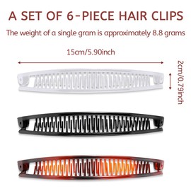 JEYORZY 6 Stück Bananenspange Haare, Bananenspangen, Retro Banana Clip Vintage, lange Haarspangen Bananenhaarkamm, Groß Banana Hair Clip, Bananen Haarspange Bunten, Pferdeschwanz Halter Clip für Damen