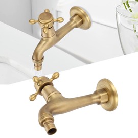 Bathroom Antique Brass Basin Mixer Tap Vintage Tap Solid Brass with One Handle Washing Machine Tap for Home Bathroom Garden (Washing Machine Tap Long)