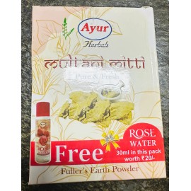 AYUR HERBALS MULTANI MITTI PURE & FRESH FREE 30ML ROSE WATER EARTH POWDER