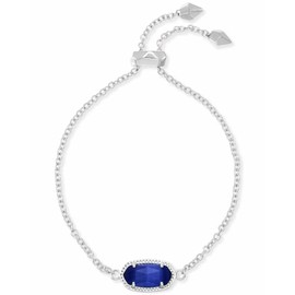 Kendra Scott Elaina Link Chain Bracelet for Women, Fashion Jewelry, Rhodium-Plated, Cobalt Cats Eye