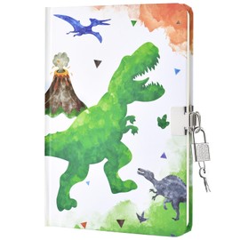 Diario de Dinosaurios para Niños de WERNNSAI, Diario Secreto Luminoso con Candado y Llaves, Cuaderno Diario para Niños, Regalo de Cumpleaños Navidad para Niños de 6 7 8-12 Años, Libreta Escolar A5