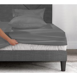 Fitted Sheet 40cm Deep Pocket Bed Sheet Soft Brushed Microfibre Fabric Shrinkage and Fade Resistant Easy Care Bottom Fitted Sheet Bedding (Gray, King)