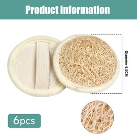 6 PCS Exfoliating Loofah Sponge Pad Scrubber, Natural Luffa Face Body Scrub Pad Cleaning Makeup Loofa Brush for Women Men Bath Spa Shower