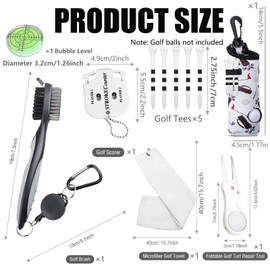 karamagic 11 Pcs Golf Accessories Kit, Include Golf Tees Golf Towel Golf Ball Bag with Hook Cleaner Brush Golf Ball Marker Golf Divot Tool Golf Score Counter