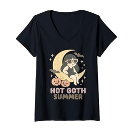 Womens Summerween Hot Goth Summer Pastel Gothic Cute Kawaii Women V-Neck T-Shirt