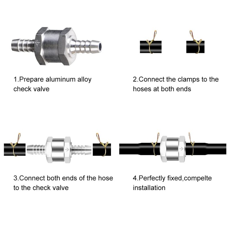 Fuel Check Valve, 6 mm Aluminium Valve Check Valve, Backflow