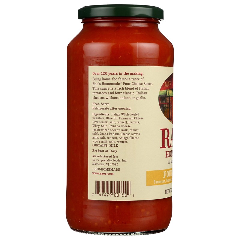 Rao's Homemade Four Cheese Pasta Sauce, 24 oz, Tomato Sauce,