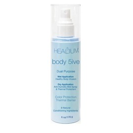 Healium Hair Body 5ive Bodifying Spray for Hair Thermal Heat Protectant, Volume, Touchable, Soft for Dry Styling, No Hold, 5 ounces