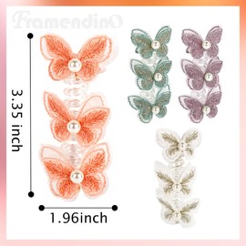 Framendino, 4 Pack Butterfly Telephone Wire Hair Bands Colorful Spiral Phone Cord Ponytail Holder Accessories for Women