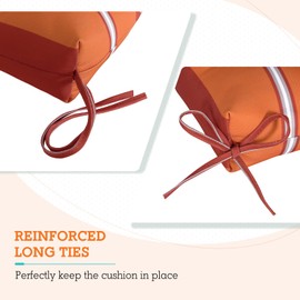 EAGLE PEAK Tufted Outdoor/Indoor High Back Patio Chair Cushions, Set of 2, 46'' x 22'', Red Stripes