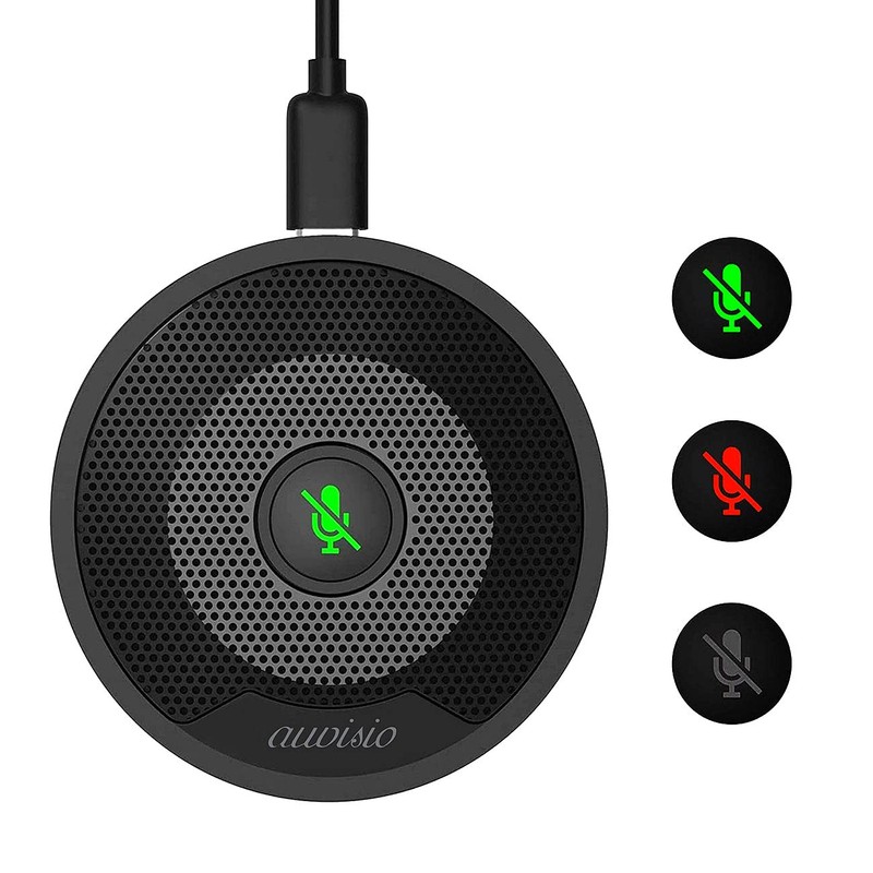 auvisio Microphone: Omnidirectional 360° Condenser Conference Microphone, USB C, PC