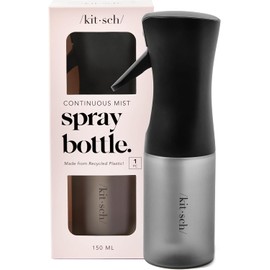 Kitsch - Botella de spray para cabello, rocío de agua continua con neblina ultrafina para peinados, salones de barbería, limpieza, plantas, versátiles, hechas de plástico reciclado, negro, 147 ml