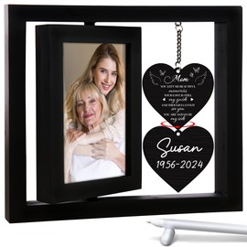 vinatimes Remembrance Memorial Picture Frame 4x6 Photo Rotating Sympathy Remembrance Memory Gifts Idea Condolence for Loss of Mom Mother Mommy Mama Desktop Display Black HR1-MOM-BLA