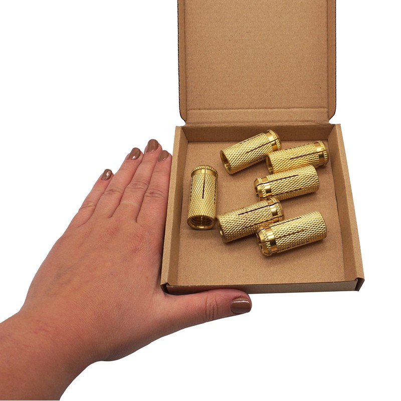 SKIR'CO (6 pcs) Brass Drop in Anchors M16 x 45