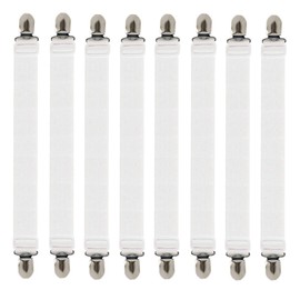 Weysoo Bed Sheet Fasteners, 8Pcs Adjustable Bed Sheet Straps Elastic Sheet Clips for Bedding, Fitted Bed Sheet Grippers to Keep Your Sheets in Place,White
